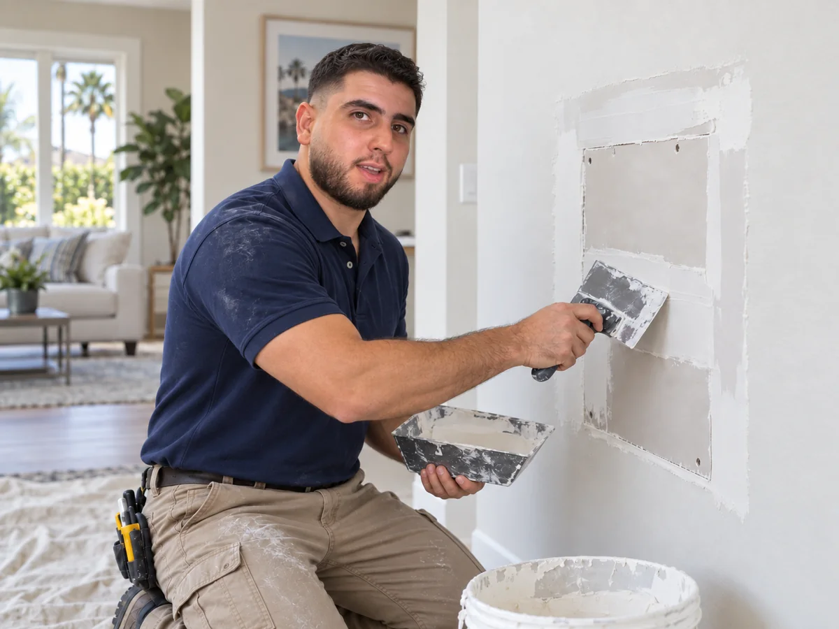 Drywall patching and repair in a residential interior